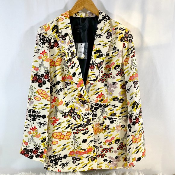 NWT Topshop IDOL Floral Leaf Print Blazer Size 4 US - Picture 5 of 12
